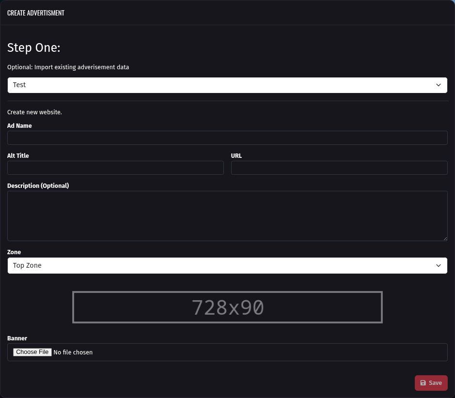 Create Advertisement Page